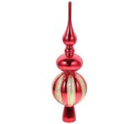 Holibanna Spherical Christmas Tree Topper 23cm German Christmas Tree Top Plastic Xmas Tree Topper Finials Glitter Xmas Star Tree Topper for Holiday New Year Decor Red