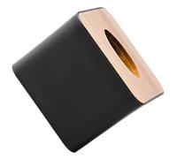 Holibanna Square Bamboo Tissue Holder Desktop Paper Box Black Napkin Storage Case for Office and Bathroom Use
