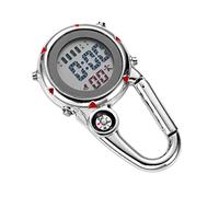 Holibanna Stainless Steel Clip On Carabiner Watch Quartz Pocket Watch Date Luminous Dial Hook for Bags Paramedics Mountaineering Running