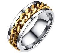 Holibanna Stainless Steel Finger Ring Band Fidget Rings Cool Chain Spinner Ring Man Rotating Jewellery for Men Women Spinner Rings Finger Jewelry