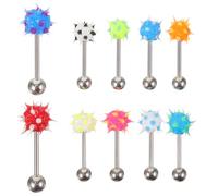 Holibanna Stainless Steel Piercings Tongue Studs Steel Tongue Rings Spiky Ear Rings Bar Barbell Piercing Home Salon 10pcs
