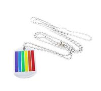 Holibanna Stainless Steel Rainbow Gay Lesbian Pride Dog Tag LGBT Pendant Necklace for Men Women Jewelry