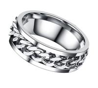 Holibanna Stainless Steel Rotatable Spinner Ring for Men Simple Round Finger Ring Creative Design Steel Colour Size 7 Novelty Accessory