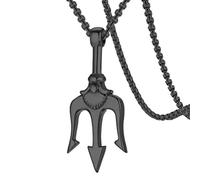 Holibanna Trident Necklace Neptune Pendant Stainless Steel Neck Chain Jewelry for Men Boys Girls Women Black (60cm Chain)