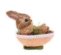 Holibanna Straw Woven Rabbit Bunny Easter Decorations Brown Grass Woven Rabbit Ornament
