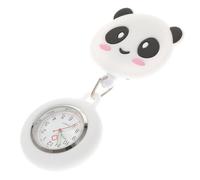 Holibanna Stretchable Panda Nurse Pocket Watch White for Women | Silicone Glass Mirror, Metal Zinc Alloy Build, Hang on Collar or Pocket, Simple Creative Design