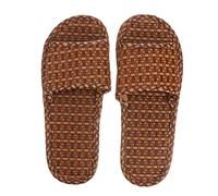 Holibanna Summer Rattan Shoes Simple Design Bamboo Daily Slippers Non-Slip Texture Prevent Fall down Home Use Black Flat Bottom Comfortable Size 37-38