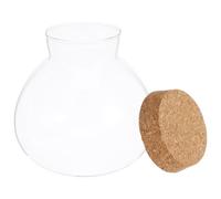 Holibanna Terrarium Glass Plant Bottle with Cork Stopper, 15cm x 16cm Round Airtight Jar for Moss and Home Decoration DIY Planter