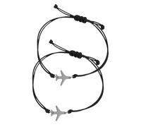 Holibanna Travel Bracelet Featuring 2pcs Adjustable Braided Rope Bracelets Made from Alloy and Wax Cord, Handmade with Unique Design, for Friendship Presents and Occasion for Men and Women