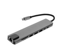 Holibanna Type C Multifunction Docking Station USB Hub Adapter with HD Output Pd Charging Mbps Ethernet for Laptop Portable Compact Silver Computer Converter