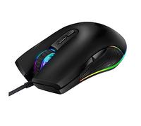 Holibanna Usb Gaming Mouse Wired Optical 7 Keys Rgb Backlit Professional Gamer Computer Mouse for Pc Laptop, Black Matte Finish with Lighted Logo Suitable for Desktop Gaming Random Color