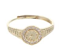 Holibanna Vintage Gold Clock Ring for Women Mini Watch Ring Jewelry Adjustable Open Design Cute Finger Watch Timepiece for Party Festival