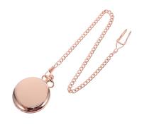 Holibanna Vintage Men’s Pocket Watch with Chain - Rose Gold Smooth Steel Case, Roman Numerals Quartz Movement, White Dial - Classic Hanging Pocket Watch for Christmas and Birthday