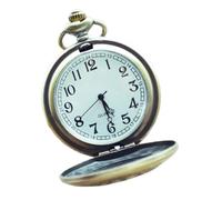 Holibanna Vintage Men's Pocket Watch Retro Metal Small Quartz Hollow Deer Patterned Flip Cover Decorative Watch with Battery for Party Daily Wear