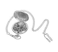 Holibanna Vintage Pocket Watch Antique Analog Mens Quartz Chain for Fathers Day Silver