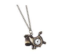 Holibanna Vintage Style Pocket Watch with Horse Design Chain Practical Round Mirror for Daily Wear Occasion (Ancient Bronze)