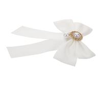 Holibanna Vintage White Pearl Bow Tie Brooch for Women Adjustable Collar Pin Accessory for School Uniforms and Shirts Pre-tied Victorian Bowknot Corsage Gentle Fabrics and Design