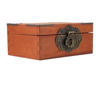 Holibanna Vintage Wooden Storage Box with Lock Desktop Decoration Box for Envelopes Diaries Private Keepsakes Brown Retro Style Container