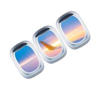 Holibanna Wall Stickers Window Decals 3D Landscape Removable Self-Adhesive Three-Dimensional Porthole Sunset Aircraft Wall Sticker for Boys and Girls Room Home Door Glass Showcase Decoration