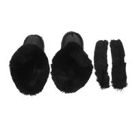 Holibanna Warm Removable Plush Shoe Liners for Clogs Size 42-43, Thick Black Furry Thermal Boot Inserts with Long Pile, Cozy Winter Shoe Covers for Outdoor Use