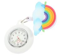 Holibanna Waterproof Clip-on Pocket Watch for Nurses with Silicone Removable Cover and Easy Viewing, Featuring Detail and Rainbow Pattern Design, Gift for Women