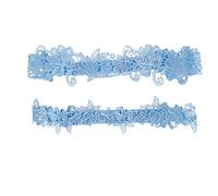Holibanna Wedding White Set 2Pcs Bridal Stretchy Wedding Lace Floral Leg Accessories for Women Lady Girl (Sky- Blue) Sets Blue