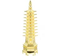 Holibanna Wenchang Tower Feng Shui Home Decor Zinc Alloy Statue Decorative 9-tier Chinese Pagoda Model Multifunctional and Creative Golden Desktop Ornament for Restaurants and Hotels