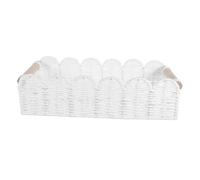 Holibanna White Woven Storage Basket with Cutout Handles, Lightweight Rectangular Paper Rope Basket for Washroom Counter or Bedroom Nightstand, Decorative Boho Style with Soft Organic