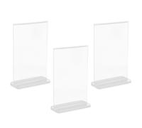 Holibanna with Feature Acrylic T-Shape Sign Holder 3pcs Sturdy and Alloy Materials Double Sided Display Stand A6 with Feature Sturdy and Alloy Materials for Restaurant Menu and Trade Show