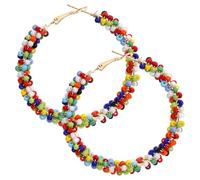 Holibanna Woman Trendy Beaded Earrings Boho Ear Hoops Exaggerated Dangle Earring Resin Round Circle Earrings Colorful Hoop Pendant Earring