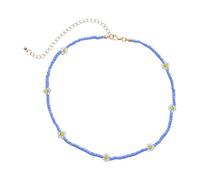 Holibanna Women Boho Daisy Bead Choker Necklace Multicolor Clavicle Chain Choker Jewelry for Summer Beach Valentine's Day Blue White