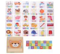 Holibanna Wooden Alphabet Learning Spelling Game with Picture Cards Educational Blocks for Cognitive Development and Interaction Preschool Learning