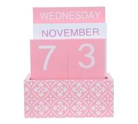 Holibanna Wooden Perpetual Desk Calendar for Home and Desktop Use, Reusable Date Display with Vintage Minimalist Style, Time Management Tool and Elegant Wooden Block Ornament