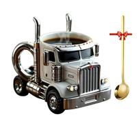 Holibao Handcrafted Truck Coffee Mug, Semi-Truck Coffee Mugs, Stainless Steel Creative Truck Coffee Cup,Trucker Gifts for Men, Truck Driver Gifts Drinking Cup, Gifts for Birthday Fathers Day (White)