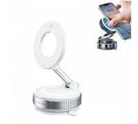 Holibao Vacuum Magnetic 360 Dual Lock Phone Holder,2026 Upgraded 360° Vacuum Magnetic Car Phone Holder,360° Adjustable Foldable Phone Mount,Vacuums Adsorption Magnetics Bracket 360 Adjusted (White)