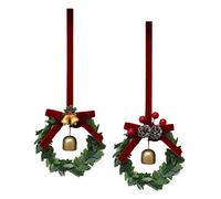 Holiday Artificial Wreath - 1.18 in Pine Cone Ornaments for Farmhouse Porch, Christmas Decor with Bell, Ribbon Bow, and Fireplace, Bedroom, Living Room, Party, or Table Centerpiece