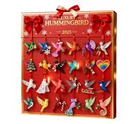 Holiday Aviary Countdown Set - Transparent Poly Resin Twenty-Four Day Display, Vibrant Finch Pendant Collection, Seasonal Celebration Hanging Pieces, Eco-Friendly Winter Décor Item for Apartment Dorm