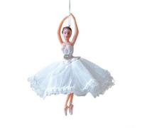 Holiday ballet angel pendant with a ballet girl doll design, constructed from ABS for durability, perfect for Christmas tree and wreath decor (B White Girl)