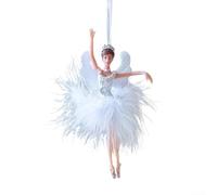 Holiday ballet angel pendant with a ballet girl doll design, constructed from ABS for durability, perfect for Christmas tree and wreath decor (A Feathered Girl)