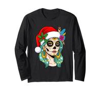 Holiday Beauty Woman Santa Lights Winter Vibe Christmas Art Long Sleeve T-Shirt