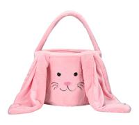 Holiday Bunny Bag, Rabbit Shaped Handbag with Soft Plush Finish, Comfortable Grip Handle, 9.4 x 7.9 in Candy Basket for Holiday Egg Hunts, Parties, Presents, Kids Treats and Small Gifts