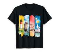 Holiday by The Sea Beach Chair Lighthouse Seagull Coast T-Shirt