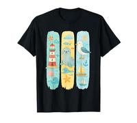 Holiday by The Sea Beach Chair Lighthouse Seagull Coast T-Shirt