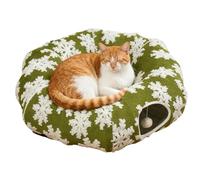 Holiday Cat Tunnel Bed - Christmas Themed Tunnel for Pets | Warm Fleece Interior with Crinkle Sound, Foldable Cat Toy with Hideaway Nest, Fun Playhouse and Sleeping Spot for Small Cats 37.01 in