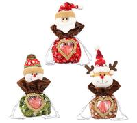 Holiday character drawstring gift bags - Christmas main snowman and elk doll transparent apple gift bags, Christmas and New Year's guest return gifts (Santa Claus Style+Snowman Style+Moose Style)