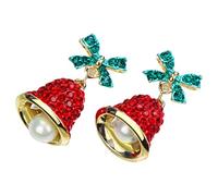 Holiday Charm Drop Earrings Bowknot Bells Dangle Ear Rings With Rhinestones And Pearls Party Accessory For Women Girls Christmas Earrings