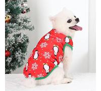 Holiday Cheer Pet Vest - Small to Medium Dog or Cat Christmas Apparel with Penguin, Snowman, and Reindeer Prints