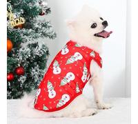 Holiday Cheer Pet Vest - Small to Medium Dog or Cat Christmas Apparel with Penguin, Snowman, and Reindeer Prints