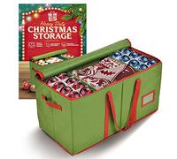 Holiday Cheer Premium Christmas Bauble Storage - Christmas Storage Container Perfect for Holiday Decorations and Ornament Storage Box - Fits 128 Holiday Ornaments - Tear-Proof Fabric (Green)