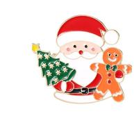 Holiday Cheerful Santa Pin Alloy Christmas Brooch For Jackets Hats Bags Decoration Reusable Festive Season Jewelry Gift Jewelry